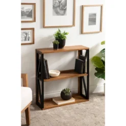 25" X 28" Rigby Wood Decorative Wall Shelf Rustic Brown/Black - Kate & Laurel All Things Decor -Adesso Store GUEST fbf253a0 5aea 45b7 ab7f 576e6892541e