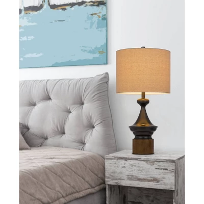 29.5" Metal/Resin Table Lamp Charcoal Gray/ Natural - Cal Lighting 3 29.5" Metal/Resin Table Lamp Charcoal Gray/ Natural - Cal Lighting