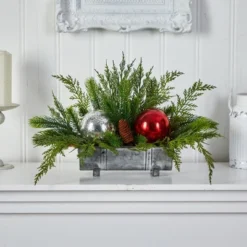 Nearly Natural 18-in Holiday Winter Cedar Pine Artificial Table Christmas Arrangement With Ornaments, Home Décor 10 Nearly Natural 18-in Holiday Winter Cedar Pine Artificial Table Christmas Arrangement With Ornaments, Home Décor -Adesso Store GUEST fe93d6c3 b29e 4435 ab62 5c150dde01b0