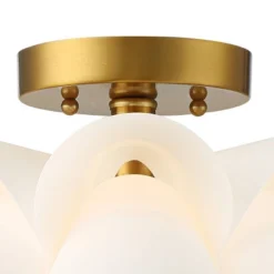 Possini Euro Design Modern Ceiling Light Semi Flush Mount Fixture White Flower Gold Metal 15 3/4" Wide Living Room Bedroom Kitchen -Adesso Store GUEST fef6218a 716d 4463 96b6 83ff662f8639