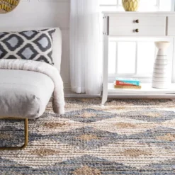 NuLOOM Hand Braided Marla Denim And Jute Diamonds Area Rug -Adesso Store GUEST ff26db93 5fde 4622 bed3 fe59944783e8