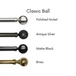 Linen Avenue Ball Single And Double Window Curtain Rod Set