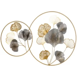 HOMCOM 3D Metal Wall Art Modern Ginkgo Leaves Hanging Wall Sculptures Home Decor For Living Room Bedroom Dining Room, 40" X 26", Gold -Adesso Store GUEST ffdafa6d fff7 43af 8a9c 945cbba513a1